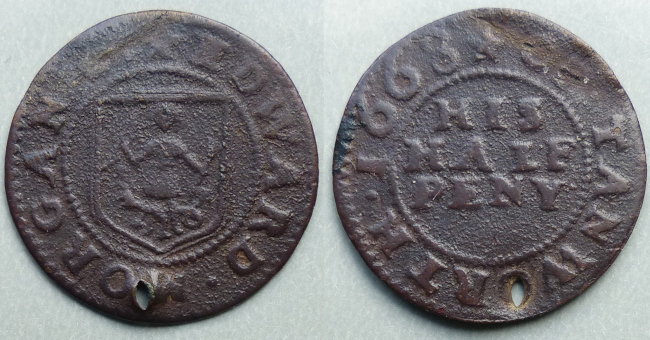Tanworth-in-Arden, Edward Morgan 1668 halfpenny